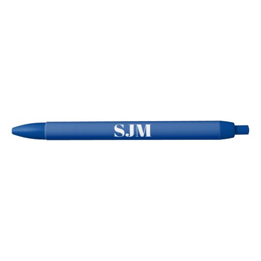 Stylo Bleu Nom initial de monogramme personnalisé bleu minima (Devant)