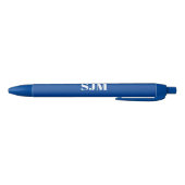 Stylo Bleu Nom initial de monogramme personnalisé bleu minima (Bas)