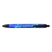 Stylo Bleu Nuances de bleu Art fractal abstrait moderne (Dos)