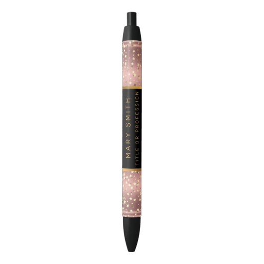 Stylo Bleu Parties scintillant de luxe Gold Rose étoiles (devant Vertical)