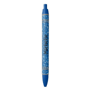 Stylo Bleu Parties scintillant et rayures
