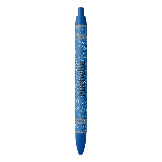 Stylo Bleu Parties scintillant et rayures (devant Vertical)