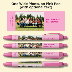 Stylo Bleu Photo longue portée avec texte facultatif en rose