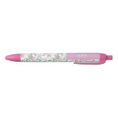 Stylo Bleu Pink Lillies Custom Name Pen (Bas)
