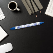 Stylo Bleu Poterie asiatique Bleu Blanc Chinoiserie