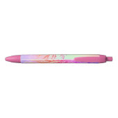 Stylo Bleu Rainbow Sparkles Nom du monogramme (Dos)