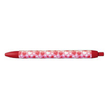Red and White Hearts Pattern Pen
