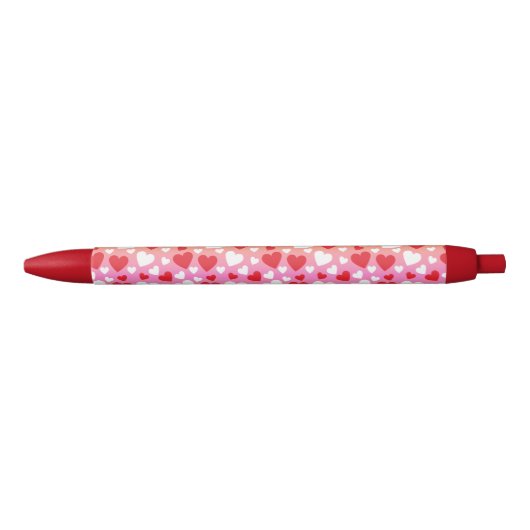 Stylo Bleu Red and White Hearts Pattern Pen (Devant)