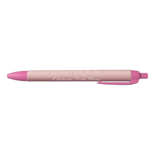 Stylo Bleu Rose de texte personnalisé Parties scintillant d'é (Bas)