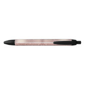 Stylo Bleu Rose Gold Blush Parties scintillant personnalisé N (Dos)