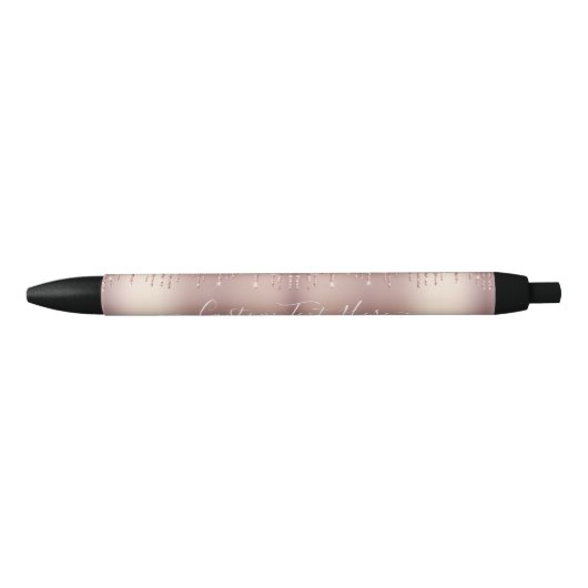 Stylo Bleu Rose Gold Blush Parties scintillant personnalisé N (Devant)