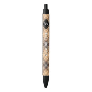 Stylo Bleu Tartan beige et Brown