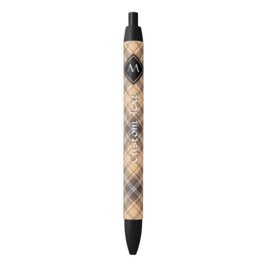Stylo Bleu Tartan beige et Brown (devant Vertical)