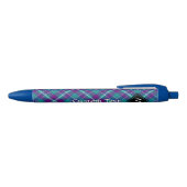 Stylo Bleu Tartan vert de mer, violet et bleu (Haut)