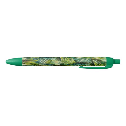 Stylo Bleu Vert et Turquoise Aquarelle Tropical Palm Feuille (Bas)