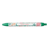 Stylo Bleu Vert rose Bohème Floral Ditsy Monogramme (Devant)