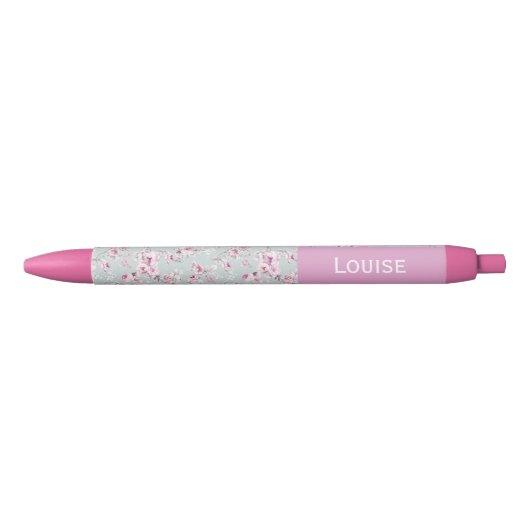 Stylo Bleu Vintage Rose Pink Custom Name Pen (Devant)