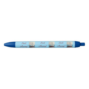 Stylo Bleu Voilier rouge à la voile