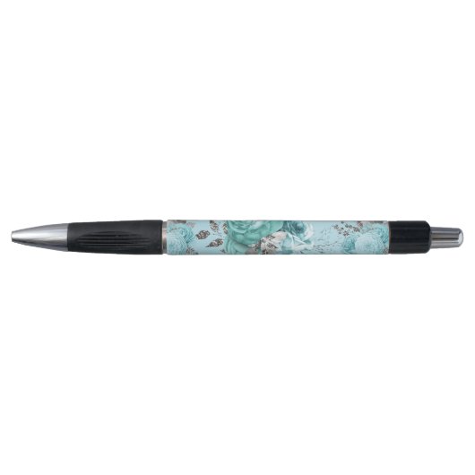 Stylo Blue Roses Lace and Silver détails (Devant)
