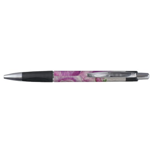 Stylo Bois rustique Aquarelle violet Rose Monogramme (Dos)