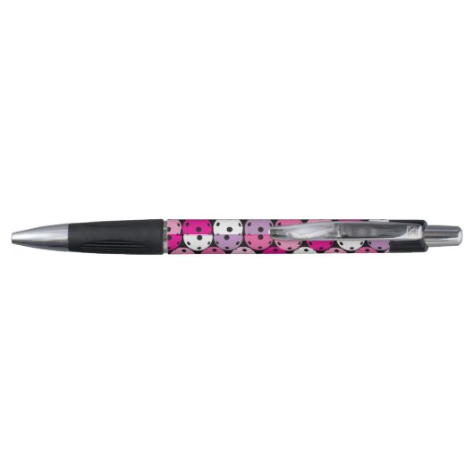 Stylo Boulettes roses, blanches et violettes, (Dos)
