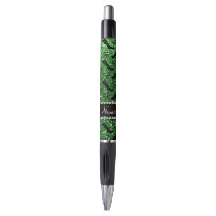 Stylo Bows de bottes de parties scintillant verte de nom