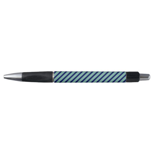 Stylo Brayures blanches et vertes motif avec bleu marine (Devant)