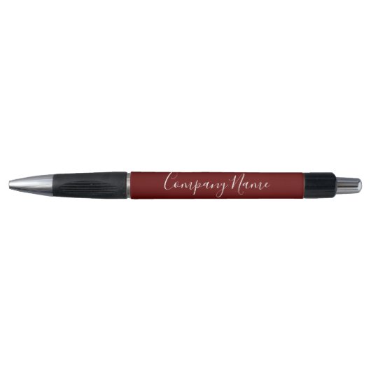 Stylo Business Dark Red White Script Nom de l'entreprise (Devant)