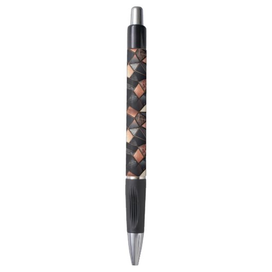 Stylo Carreaux d'or Rose noir (Devant (Vertical))
