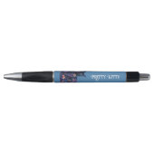 Stylo Chat bleu noir Fleurs Joli Minou (Devant)