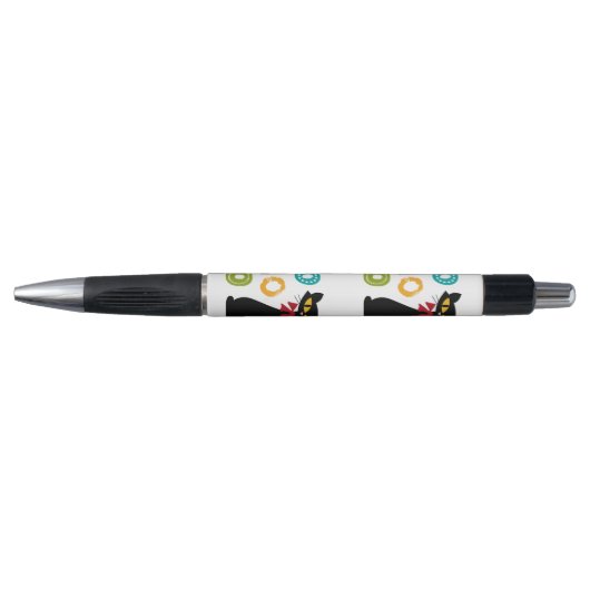 Stylo Chat noir avec design de texte Ho Ho Ho (Devant)