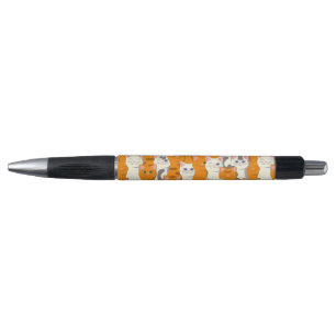 Stylo Chats blancs et gingembre motif yeux verts yeux bl