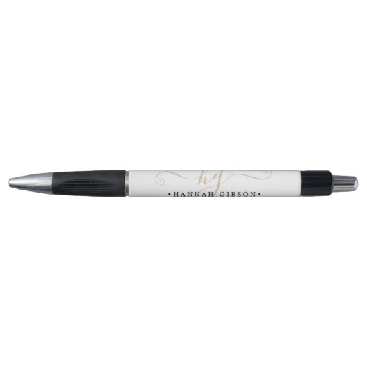 Stylo Chic Script Initiales Monogramme Nom Gold Minimal (Devant)