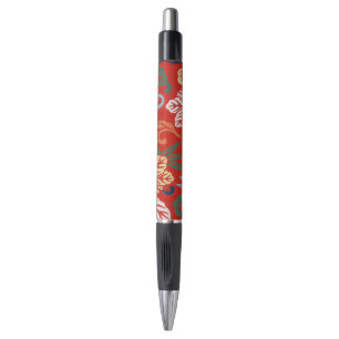 Stylo Chinoiserie Rouge Floral Hawaïen Kimono Japonais
