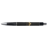Stylo Cinq étoiles d'or en noir (Devant)