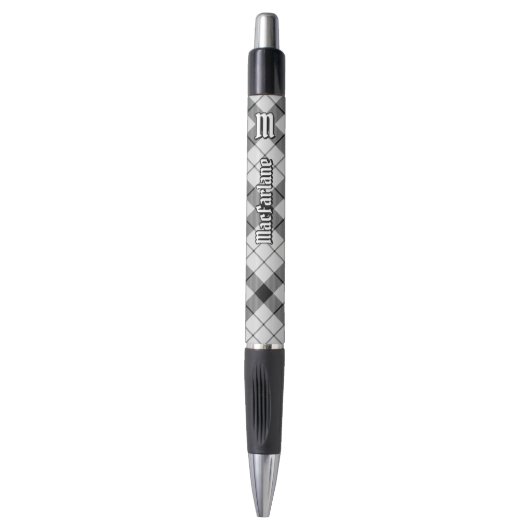 Stylo Clan MacFarlane Tartan noir et blanc (Devant (Vertical))