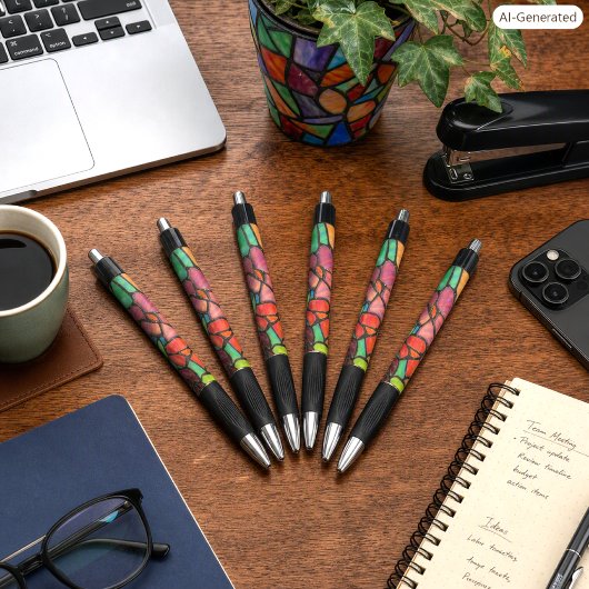 Stylo Classy Style Fleurs Verre Coloré
