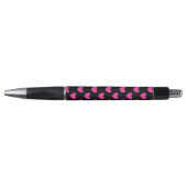 Stylo Coeurs de polka rose Fuchsia sur noir (Devant)