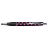 Stylo Coeurs de polka rose Fuchsia sur noir (Dos)