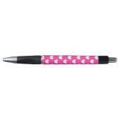 Stylo Coeurs polka blanc sur rose fuchsia (Devant)