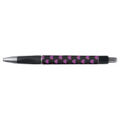 Stylo Coeurs polka violet sur noir (Devant)
