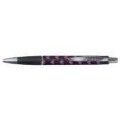 Stylo Coeurs polka violet sur noir (Dos)