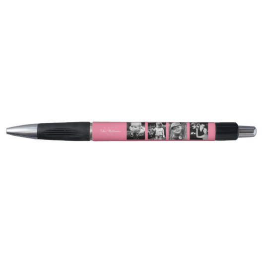 Stylo Collage et monogramme roses de photo (Devant)