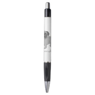 Stylo Conception de chien de Carlin gris personnalisée