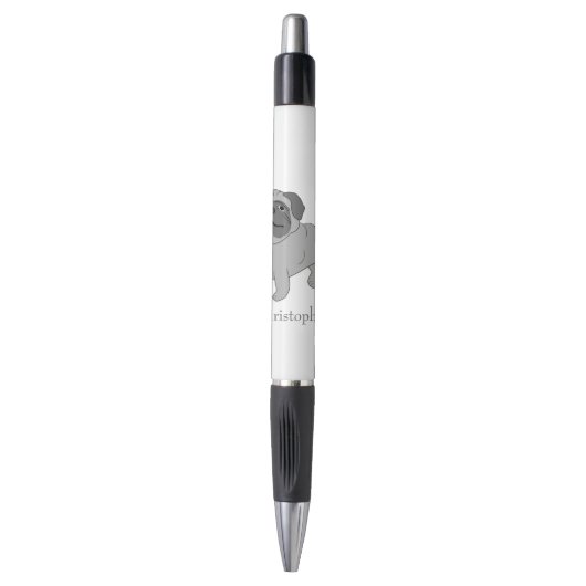 Stylo Conception de chien de Carlin gris personnalisée (Devant (Vertical))