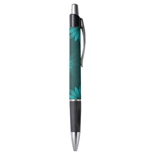 Stylo Conception de mandala à feuilles sarcelles sur fon (Bas (Vertical))