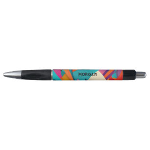 Stylo Conception géométrique colorée, nom ou monogramme