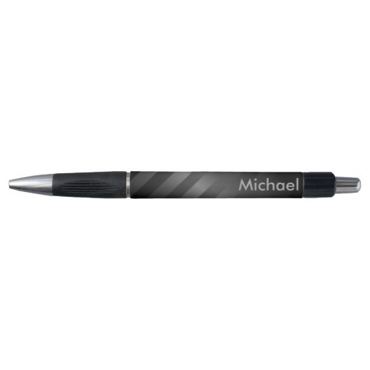 Stylo Cool Gris noir rayures Monogramme (Devant)