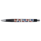Stylo Coquelicots bleus rouges et rayures (Devant)