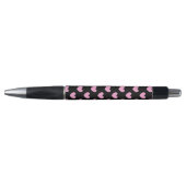 Stylo Coton Candy Pink coeurs de polka sur noir (Devant)